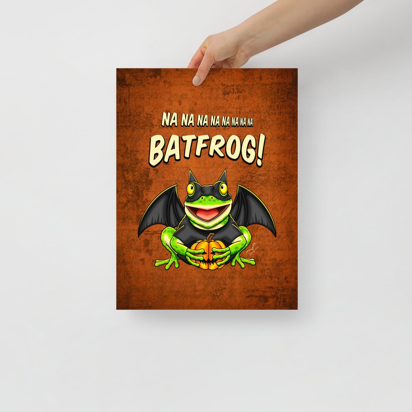 Stormseye Design Bat Frog Halloween art print 12x16