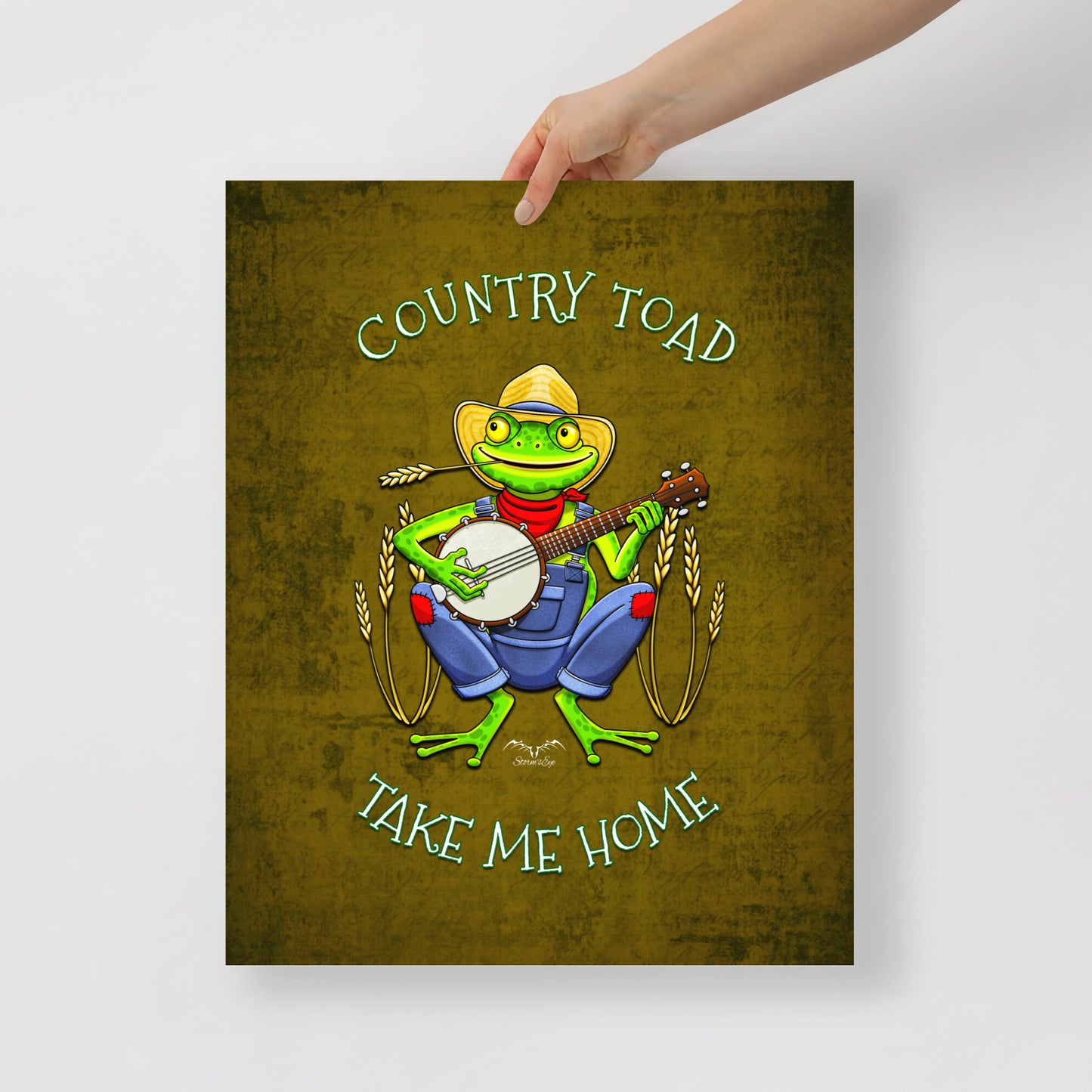 Country Toad Art Print | Yellow Hillbilly Frog Poster | Museum Quality | Unframed
