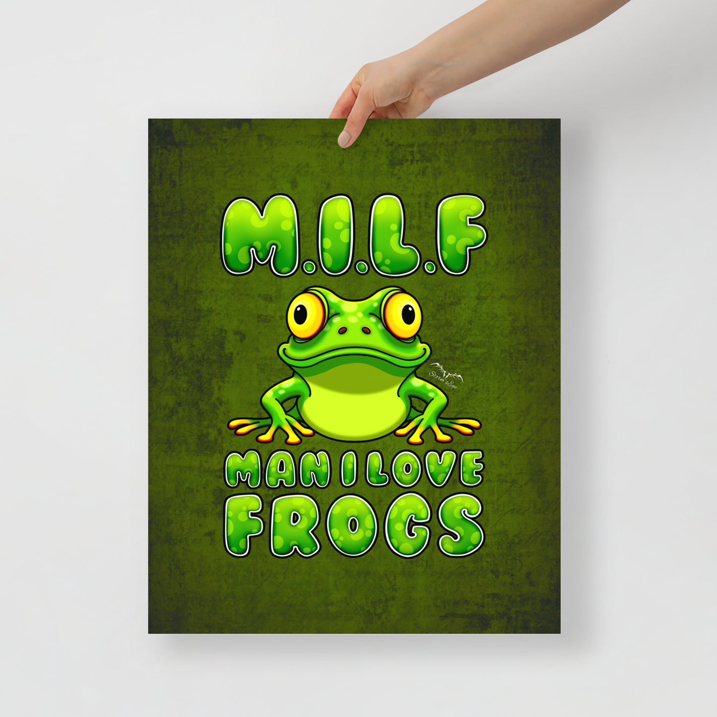 Stormseye Design man i love frogs art print 16x20