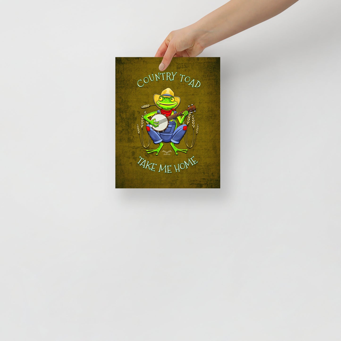Country Toad Art Print | Yellow Hillbilly Frog Poster | Museum Quality | Unframed