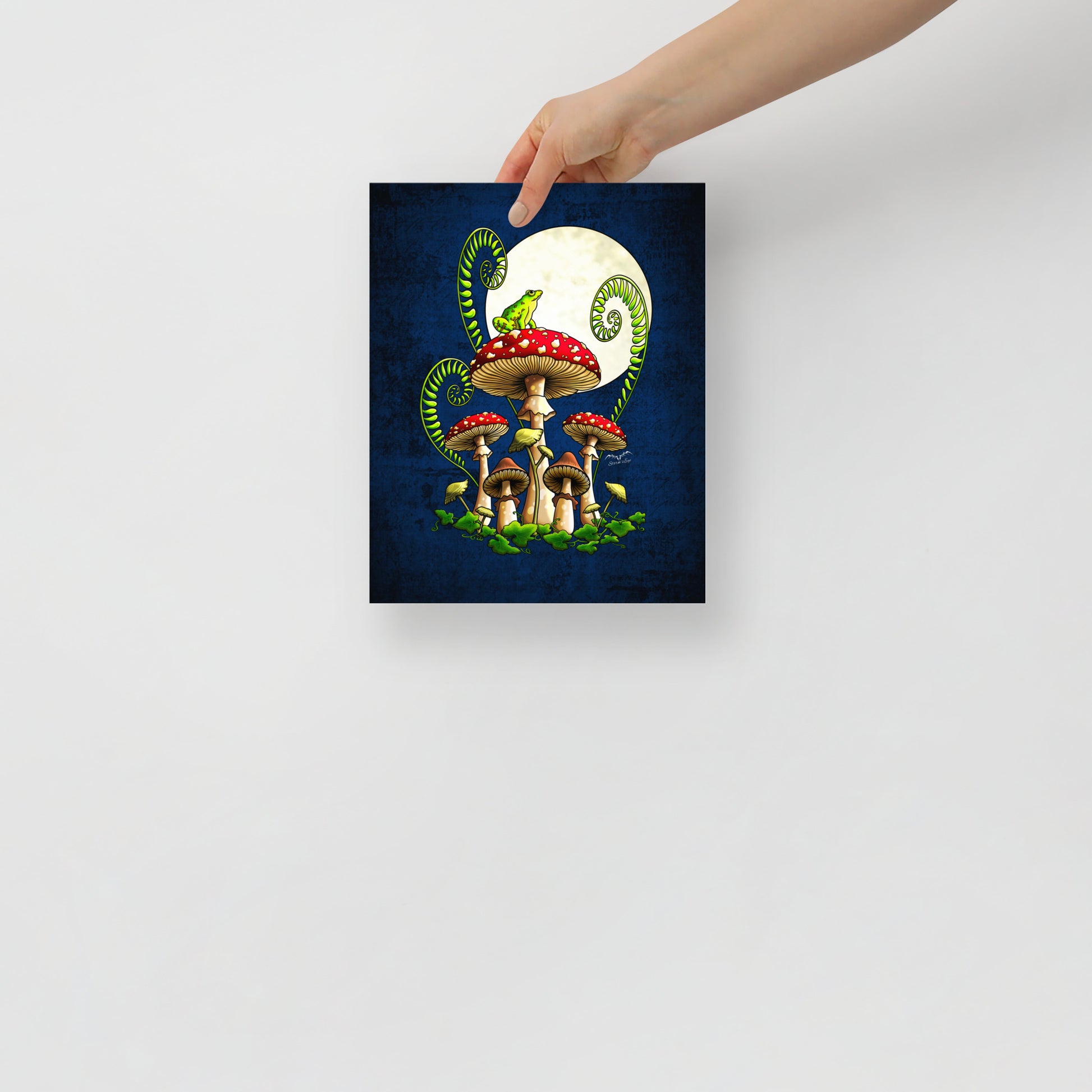 Stormseye Design moonlight mushrooms frog art print 8x10