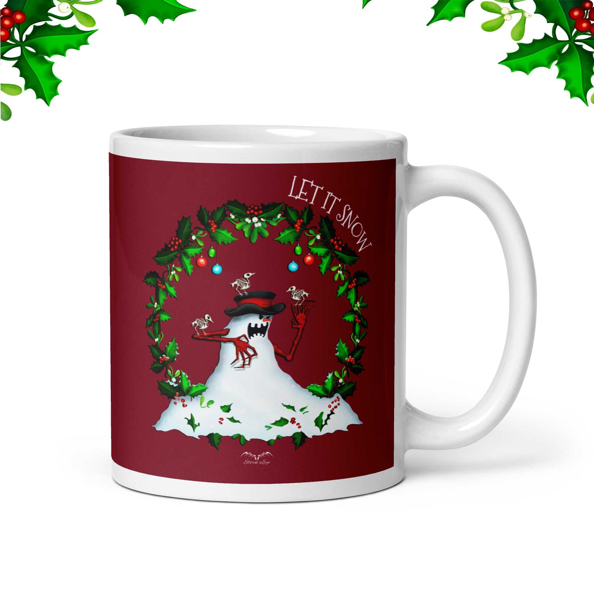 Stormseye Design evil snowman christmas mug red