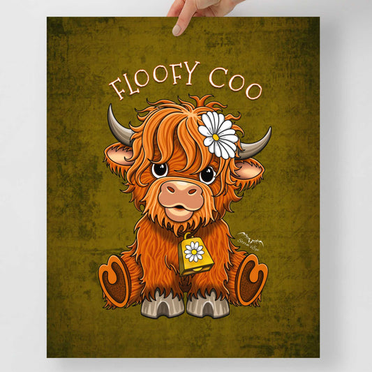 Stormseye design floofy coo highland cow art poster
