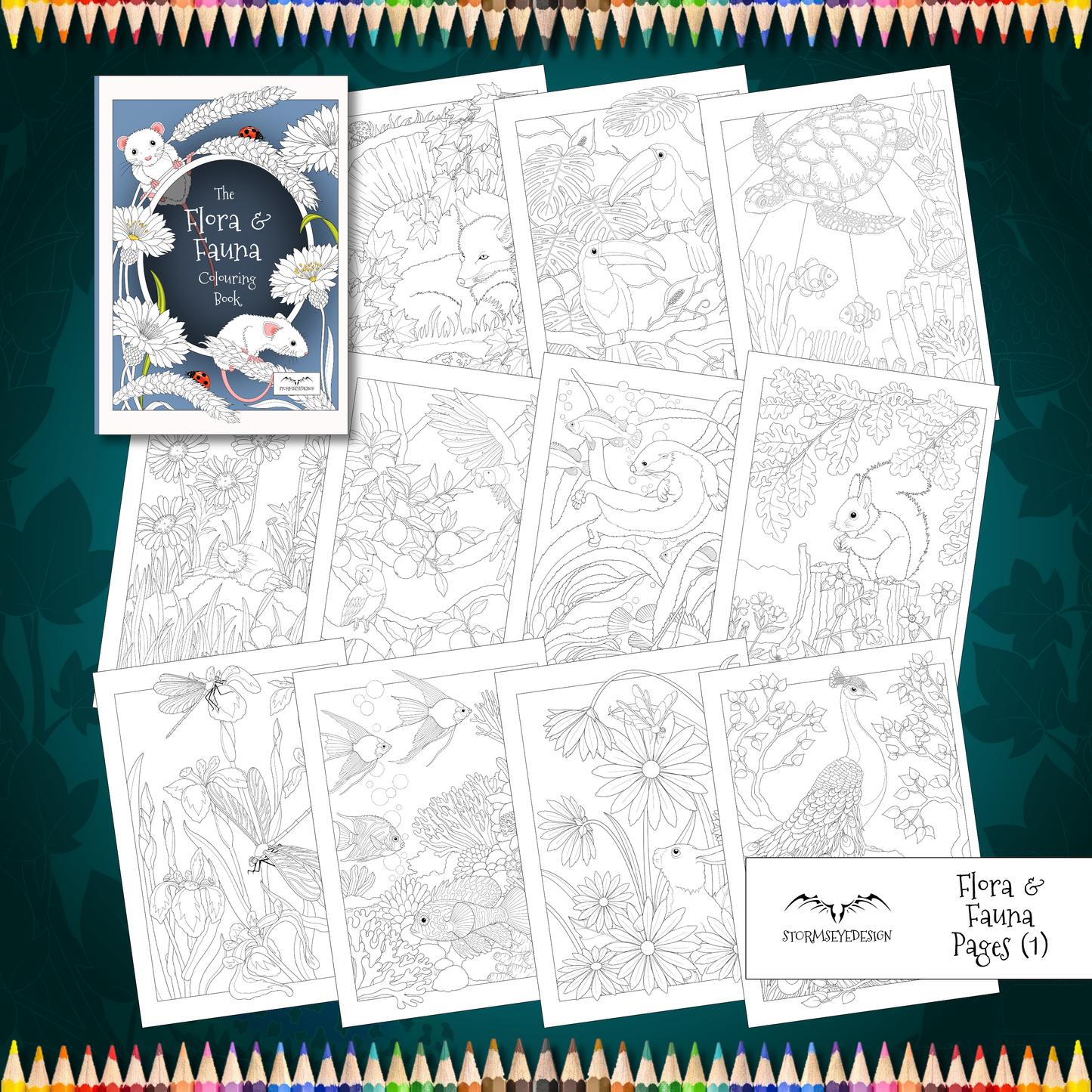 The Flora & Fauna Colouring Book | 32 Plant & Animal Themed Designs to Colour | Paperback A4