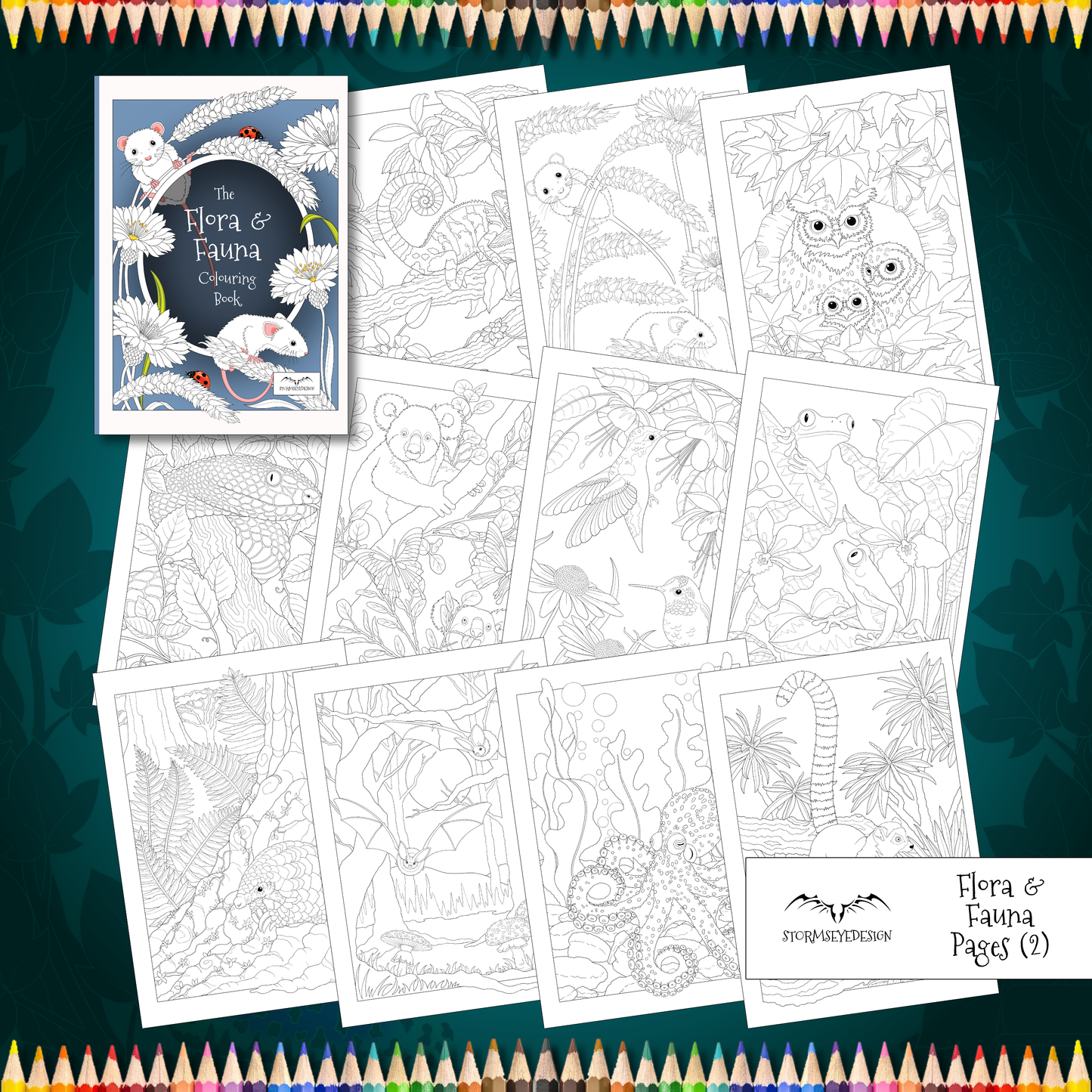 The Flora & Fauna Colouring Book | 32 Plant & Animal Themed Designs to Colour | Paperback A4