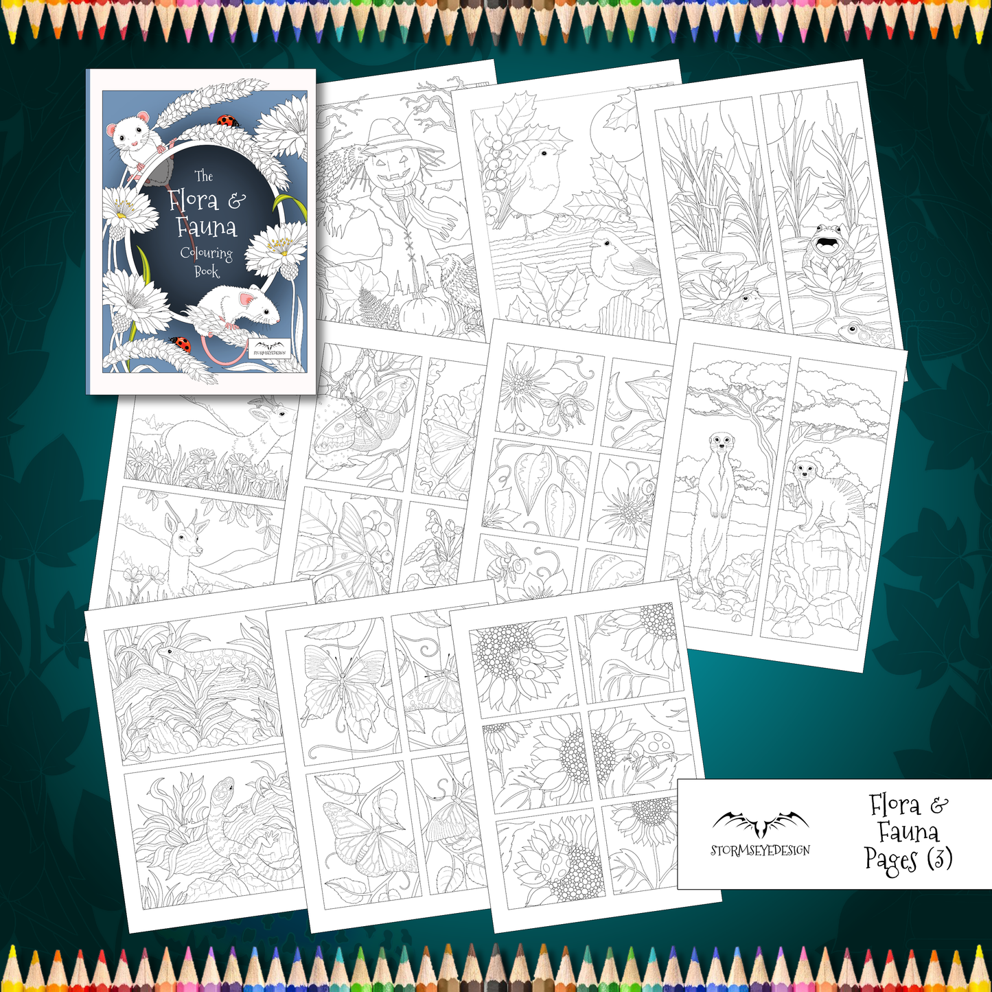 The Flora & Fauna Colouring Book | 32 Plant & Animal Themed Designs to Colour | Paperback A4