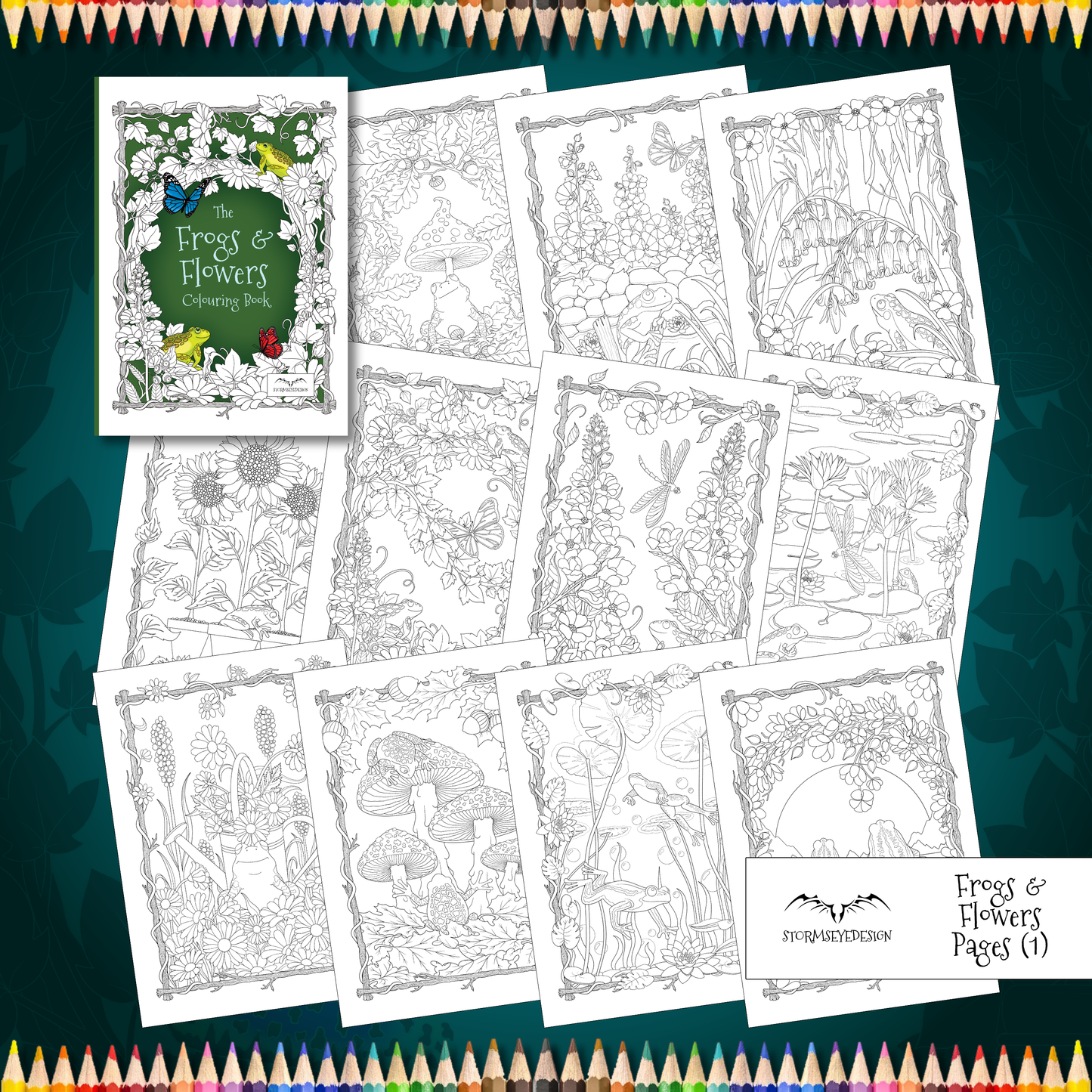The Frogs & Flowers Colouring Book | 32 Frog Designs to Colour | Paperback A4