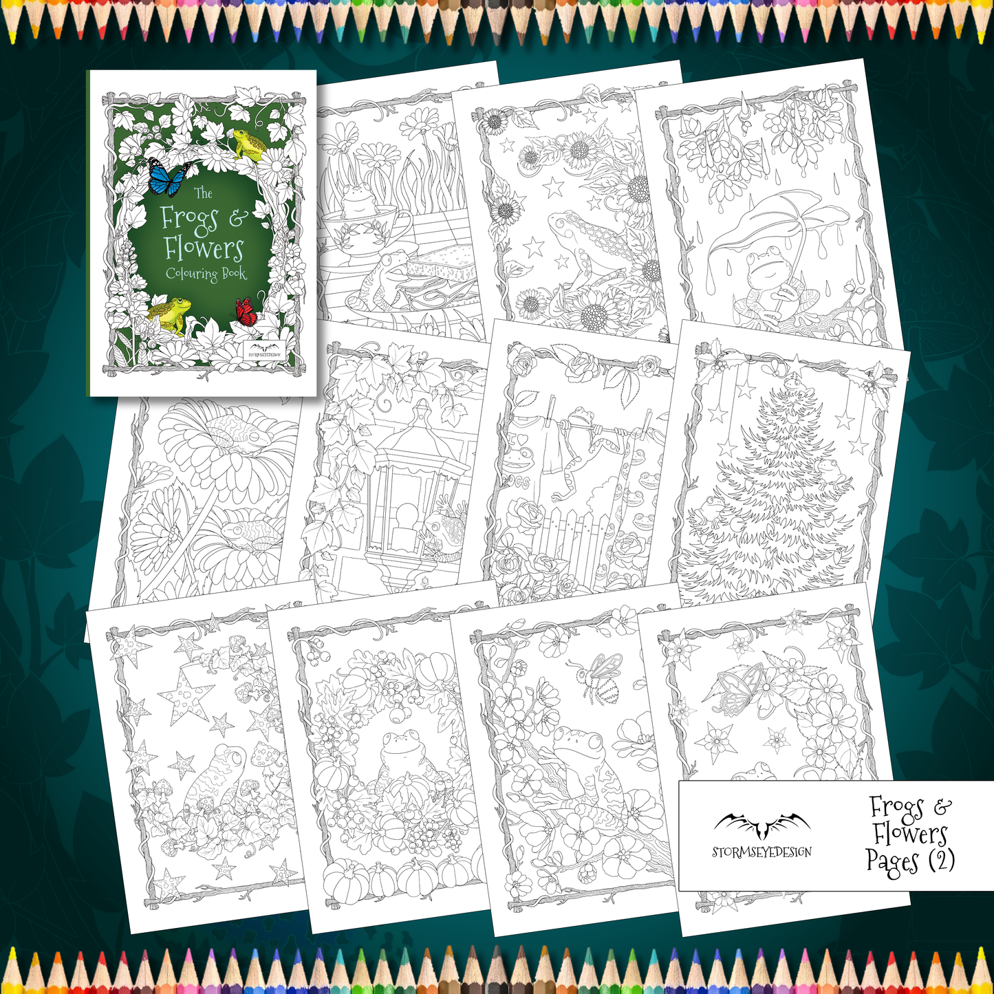 The Frogs & Flowers Colouring Book | 32 Frog Designs to Colour | Paperback A4