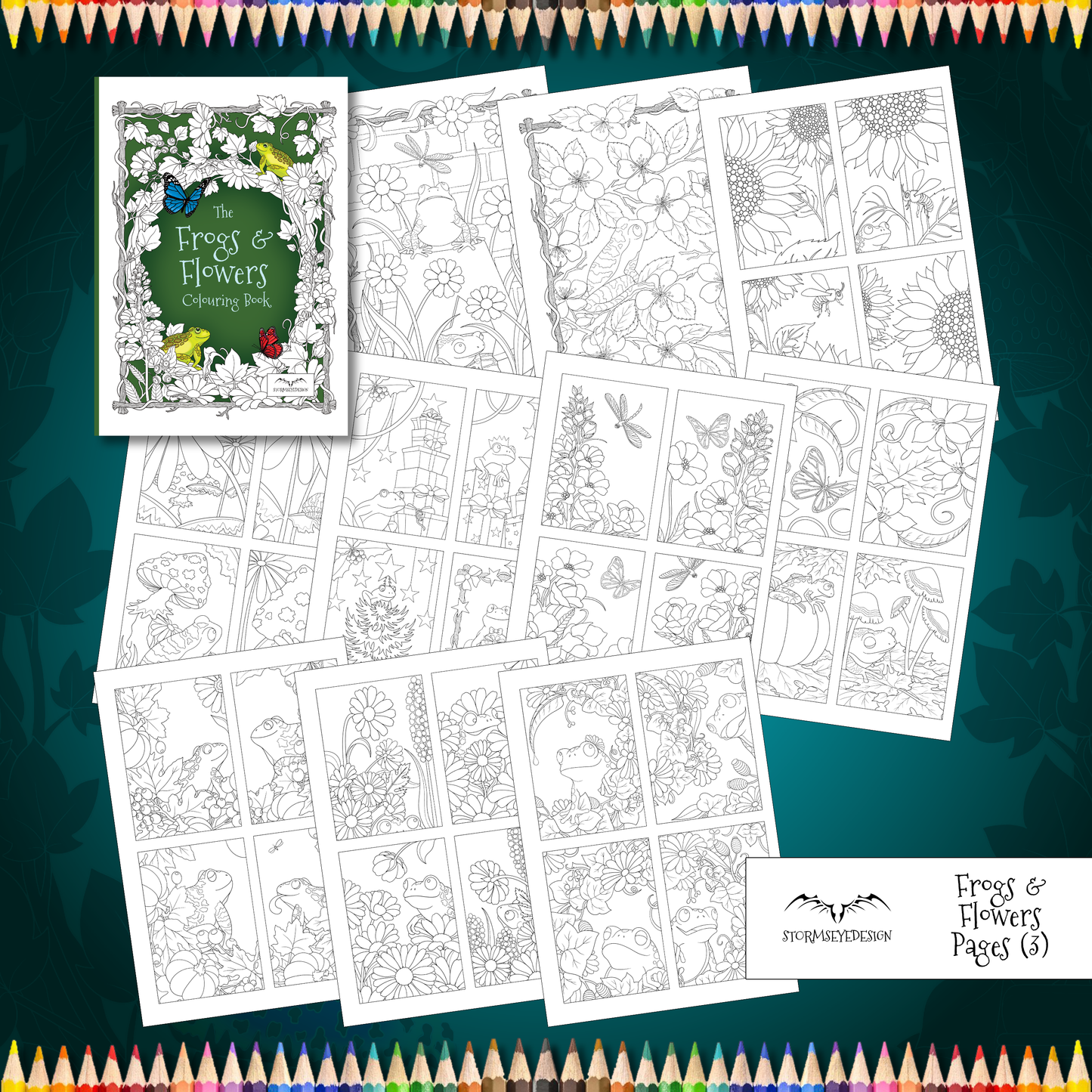 The Frogs & Flowers Colouring Book | 32 Frog Designs to Colour | Paperback A4