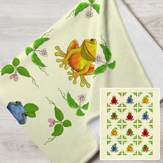 Fruit frogs fluffy sofa throw small by stormseye design