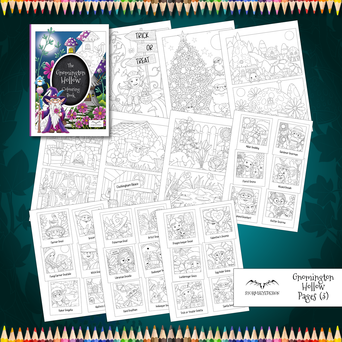 The Gnomington Hollow Colouring Book | 32 Gnomes Themed Designs to Colour | Paperback A4