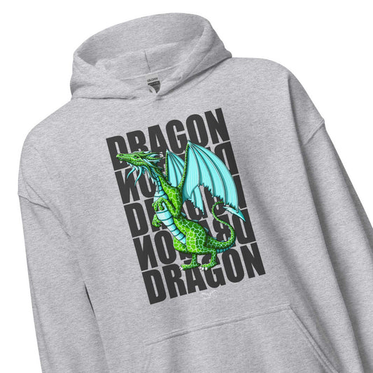 green dragon hoodie by stormseye design, sports grey, zoom view