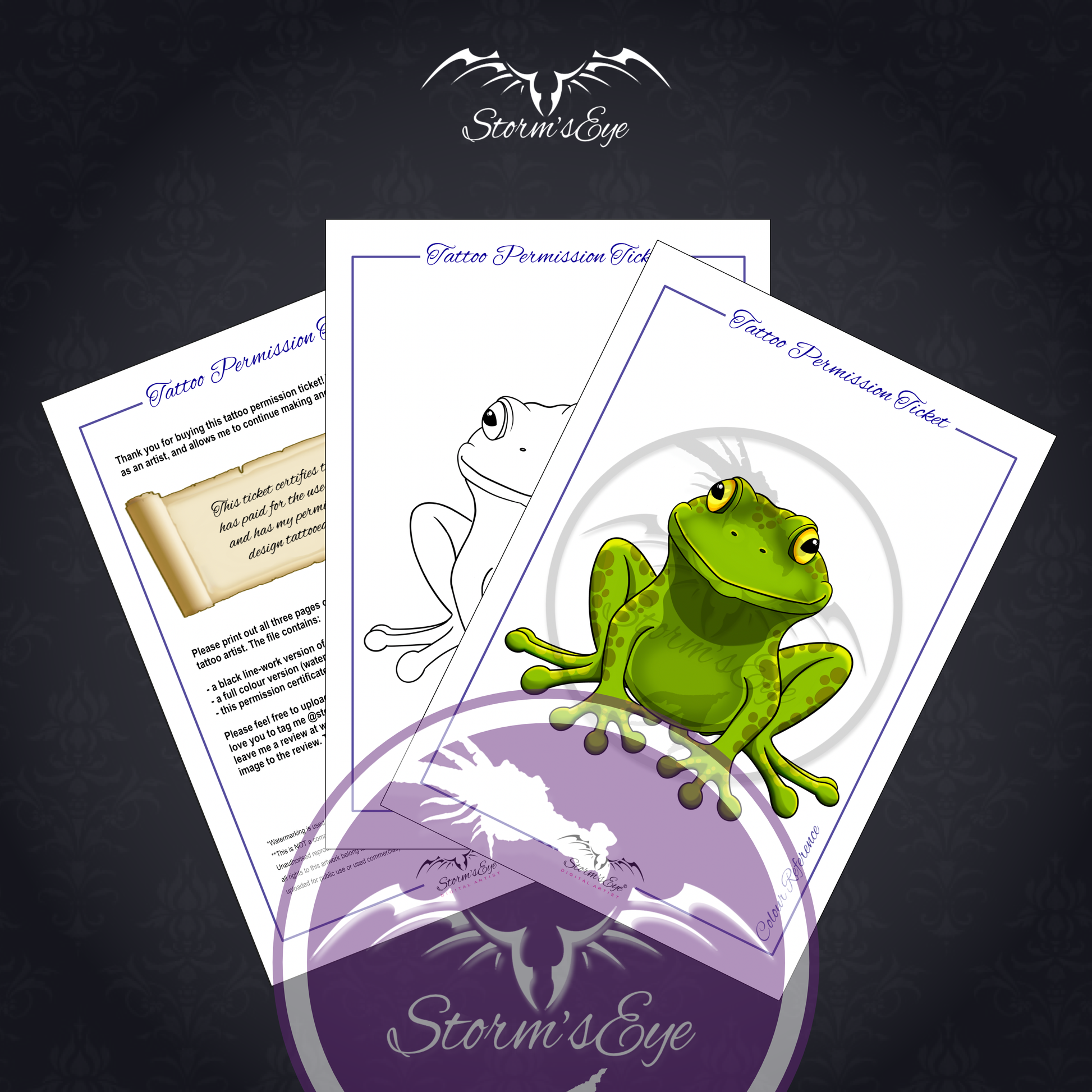 Green Frog tattoo design by Stormseye Design