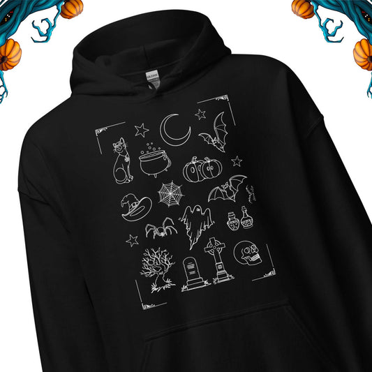 stormseye design halloween vibe hoodie detail view black