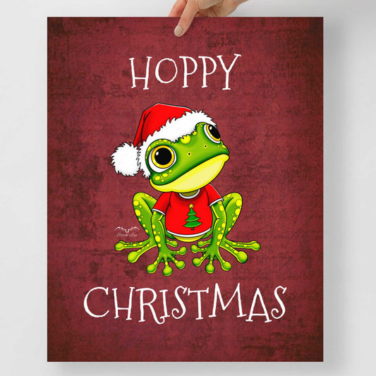 stormseye design hoppy christmas frog art poster 