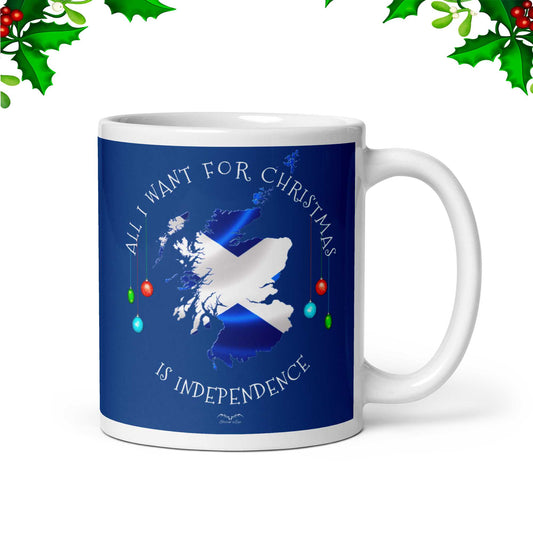 Stormseye Design Christmas scottish independence mug blue