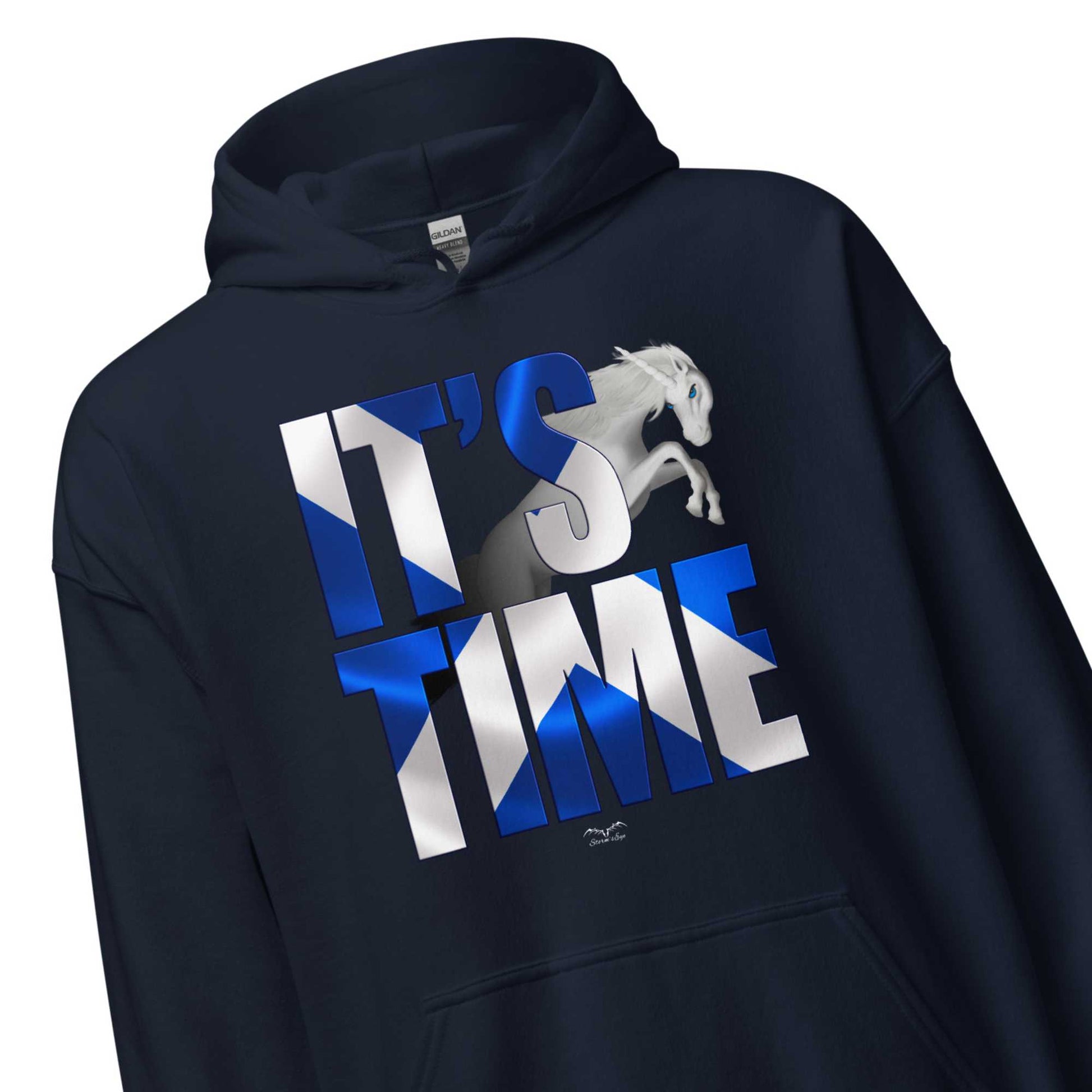 it’s time scottish independence Hoodie by Stormseye Design, navy blue, zoom view
