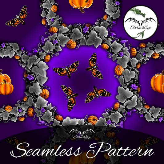 Pumpkin Wreath Seamless Pattern Digital File , Stormseye Design
