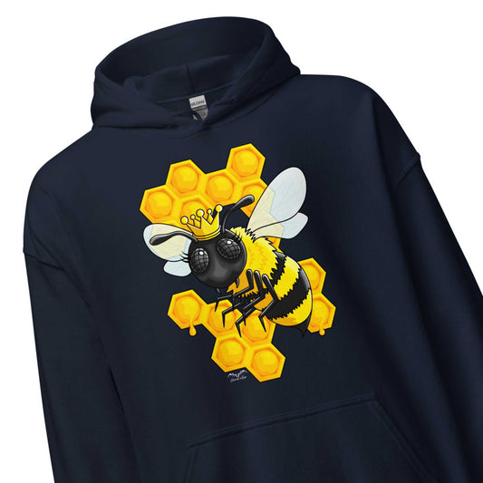queen bee hoodie by stormseye design, navy blue, zoom view