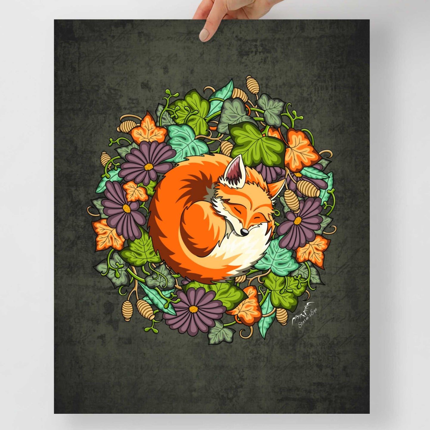 Cute Sleeping Fox Art Print | Wildlife / Nature Lover Poster | Museum Quality | Unframed