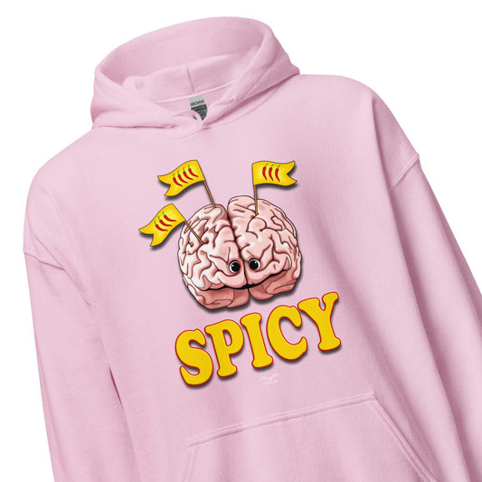 spicy brain hoodie by stormseye design pink, zoom view