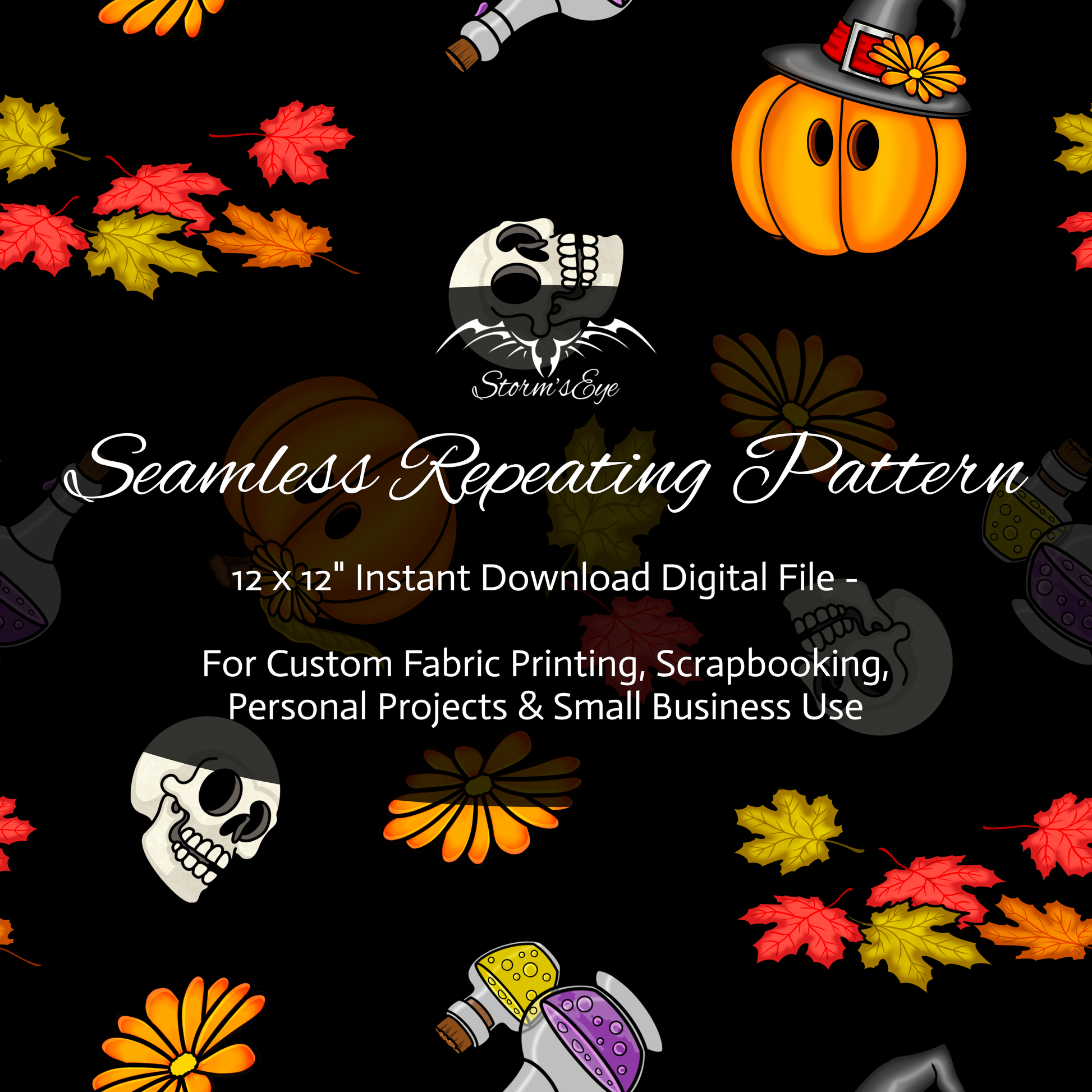 Spooky Season Seamless Pattern Digital File , Stormseye Design