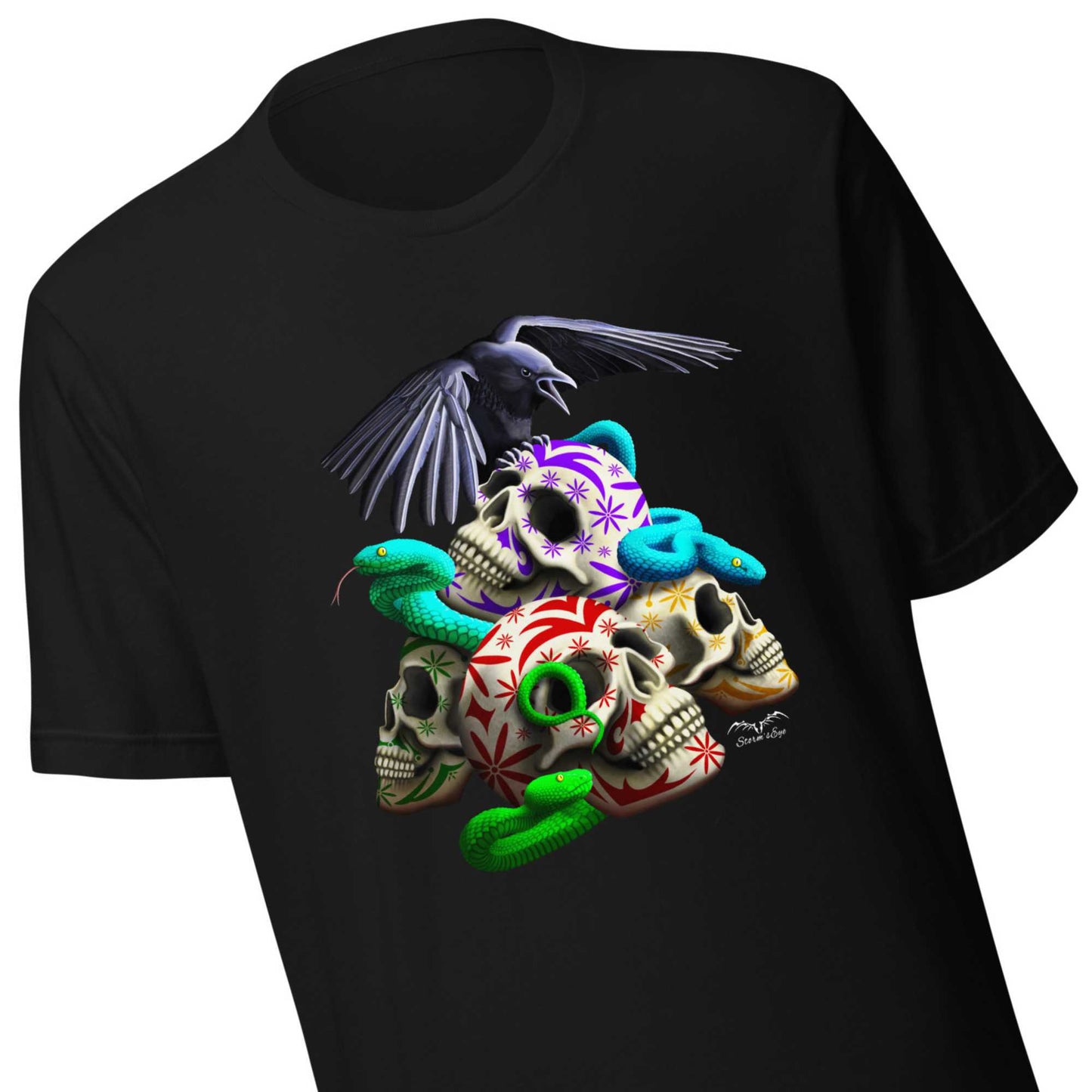 T-shirt Sugar Skulls And Snakes - Chemise d’horreur d’Halloween de style rocker gothique doux
