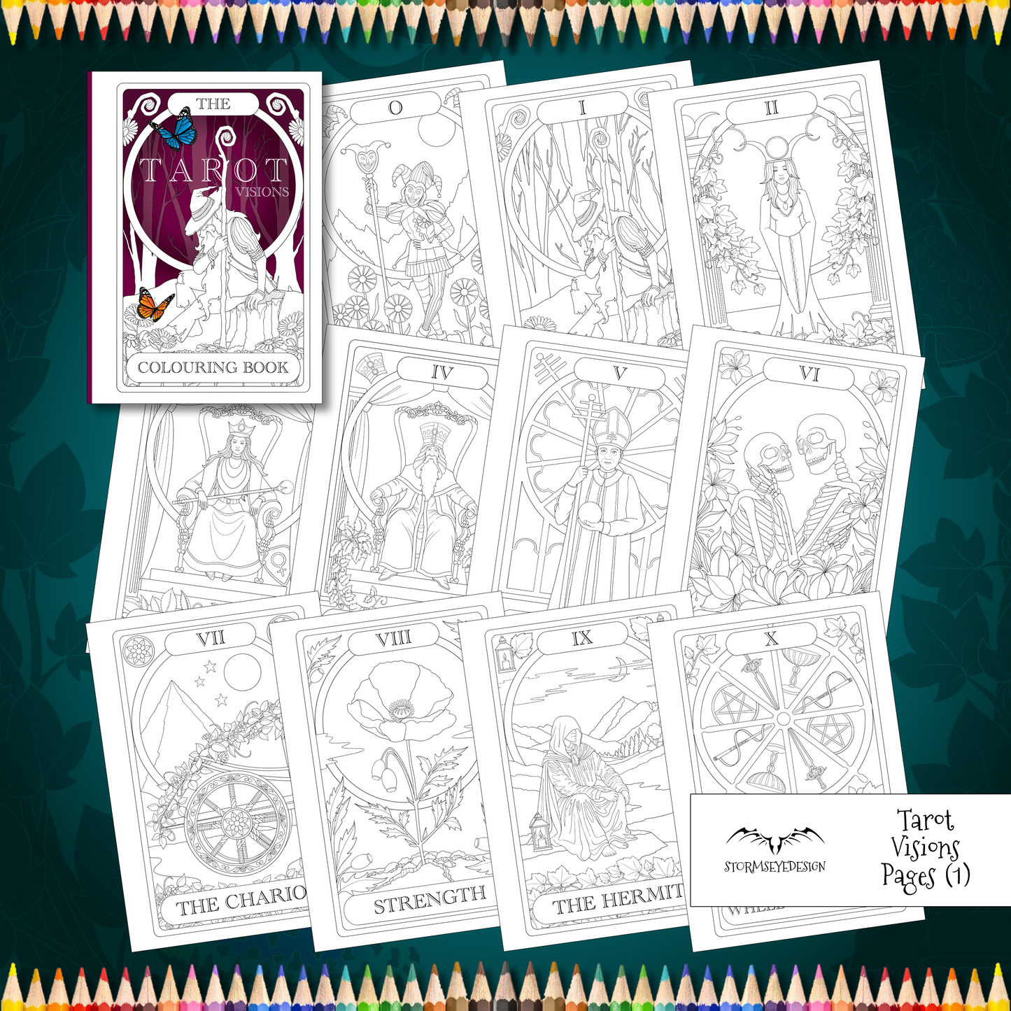 The Tarot Visions Colouring Book | 32 Tarot Card Themed Designs to Colour | Paperback A4