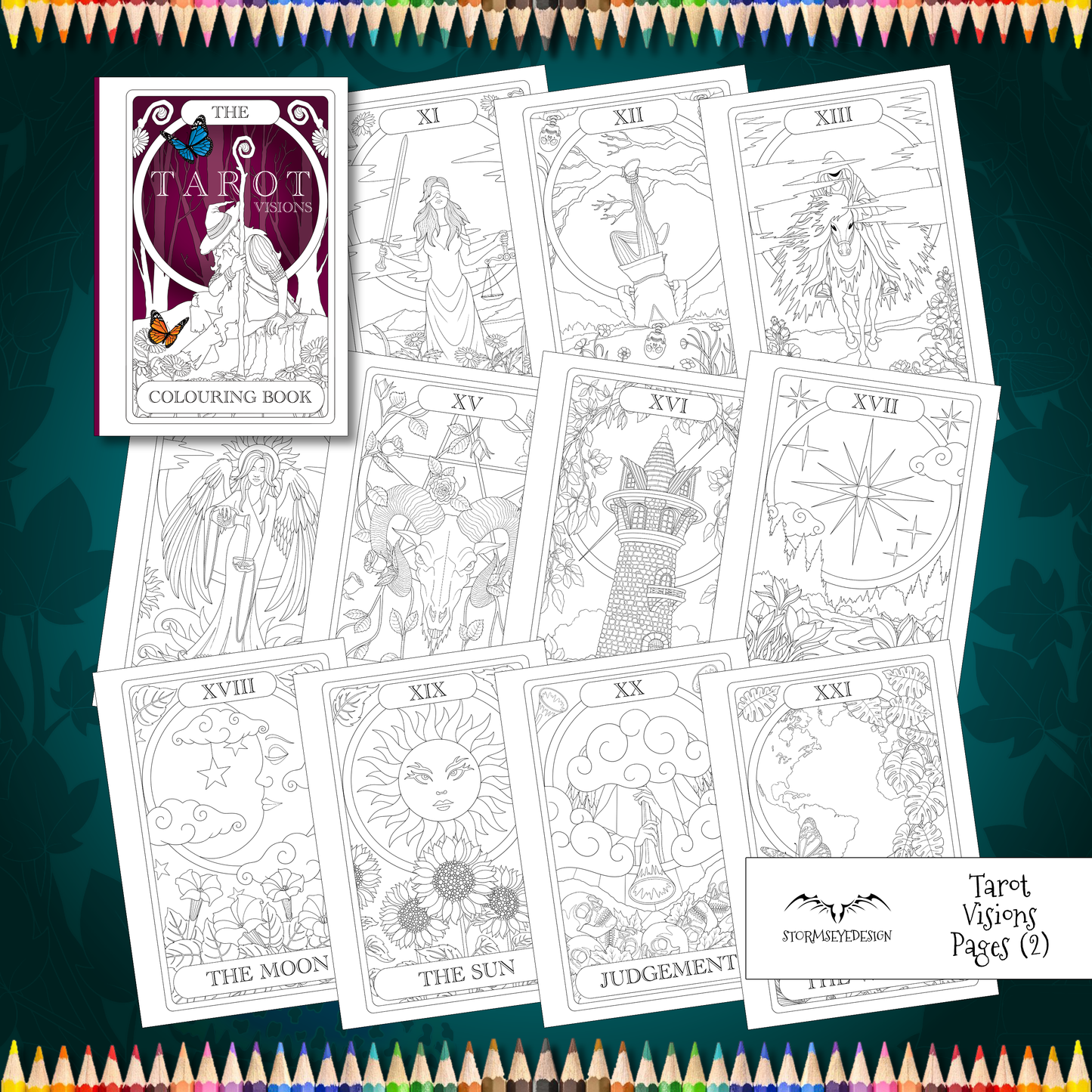 The Tarot Visions Colouring Book | 32 Tarot Card Themed Designs to Colour | Paperback A4