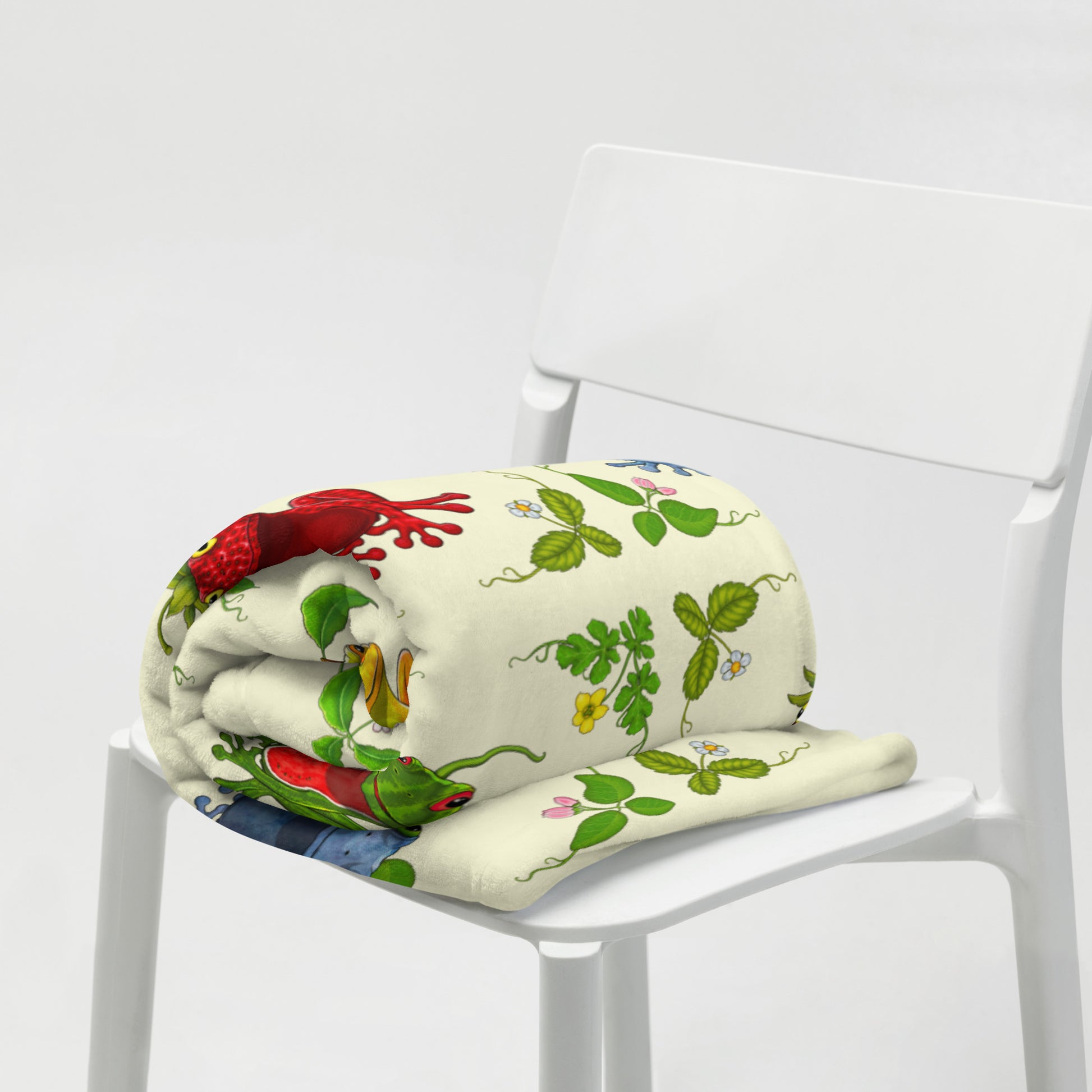 Fruit frogs fluffy sofa throw 50x60 by stormseye design
