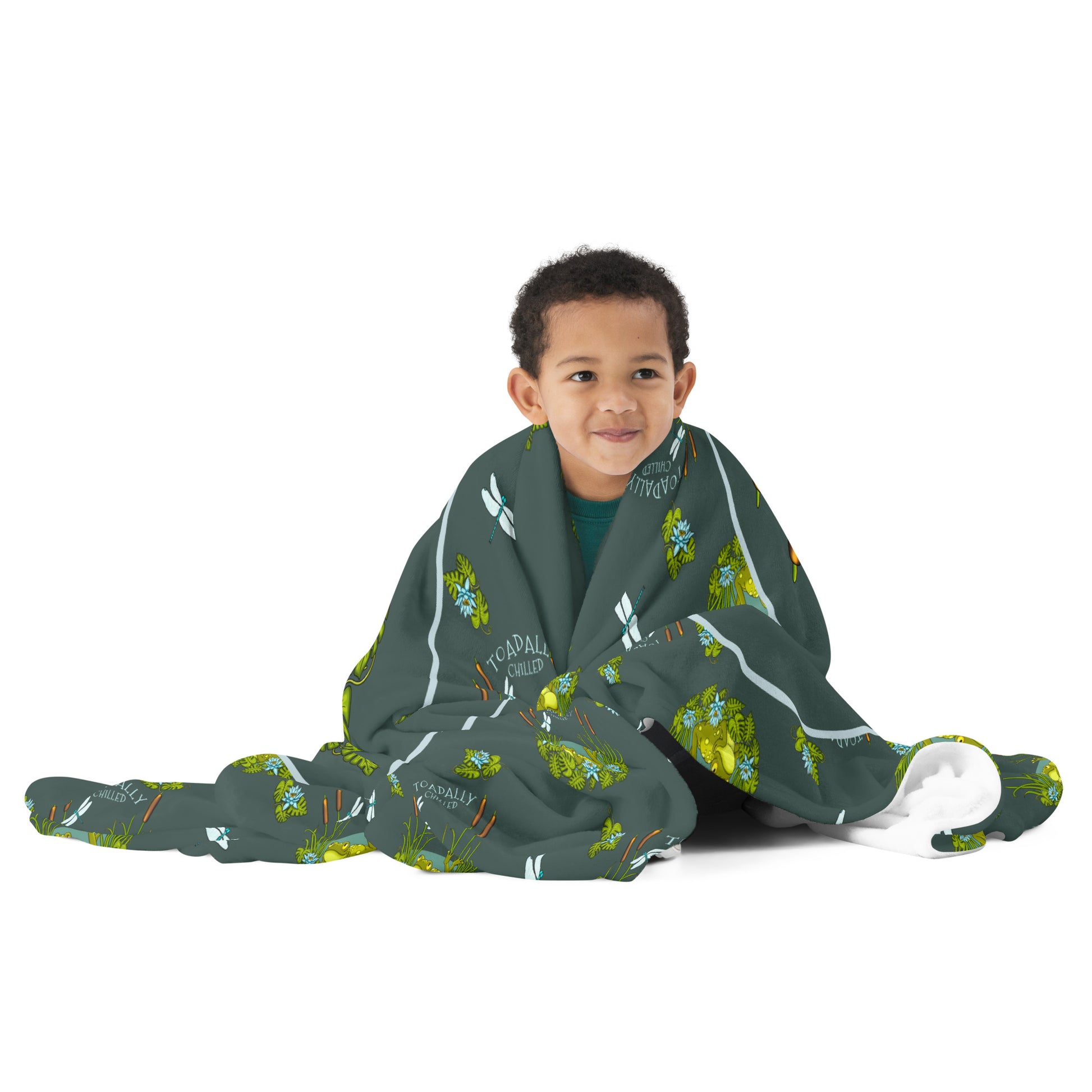 Toadally Chilled Frog Throw Blanket Green by Stormseye Design