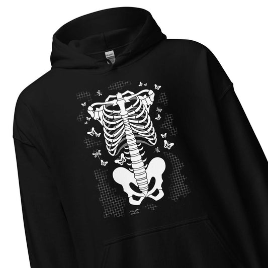 stormseye design skeleton torso halloween hoodie detail view black