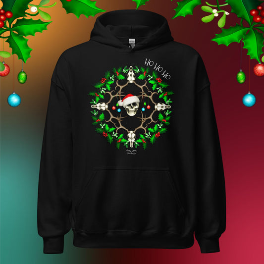 festive skulls christmas hoodie black by stormseye design