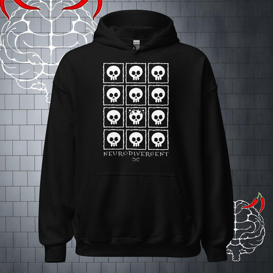 Neuro Divergent Skulls Hoodie, black by Stormseye Design