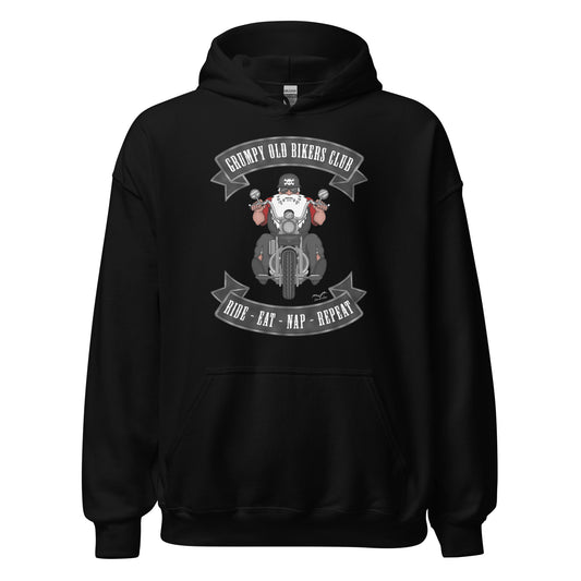 grumpy old biker hoodie black by stormseye design