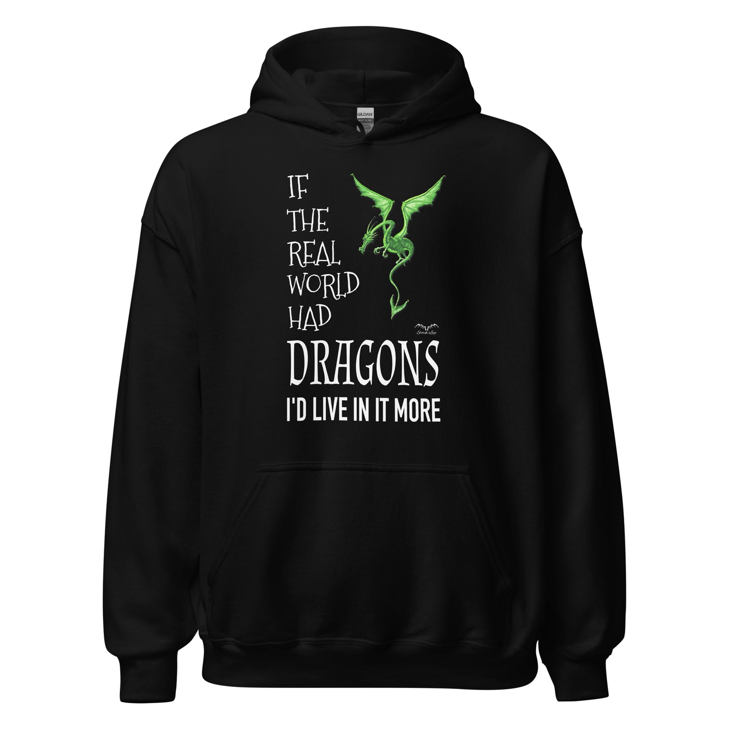 Real World dragons hoodie, black, by Stormseye Design