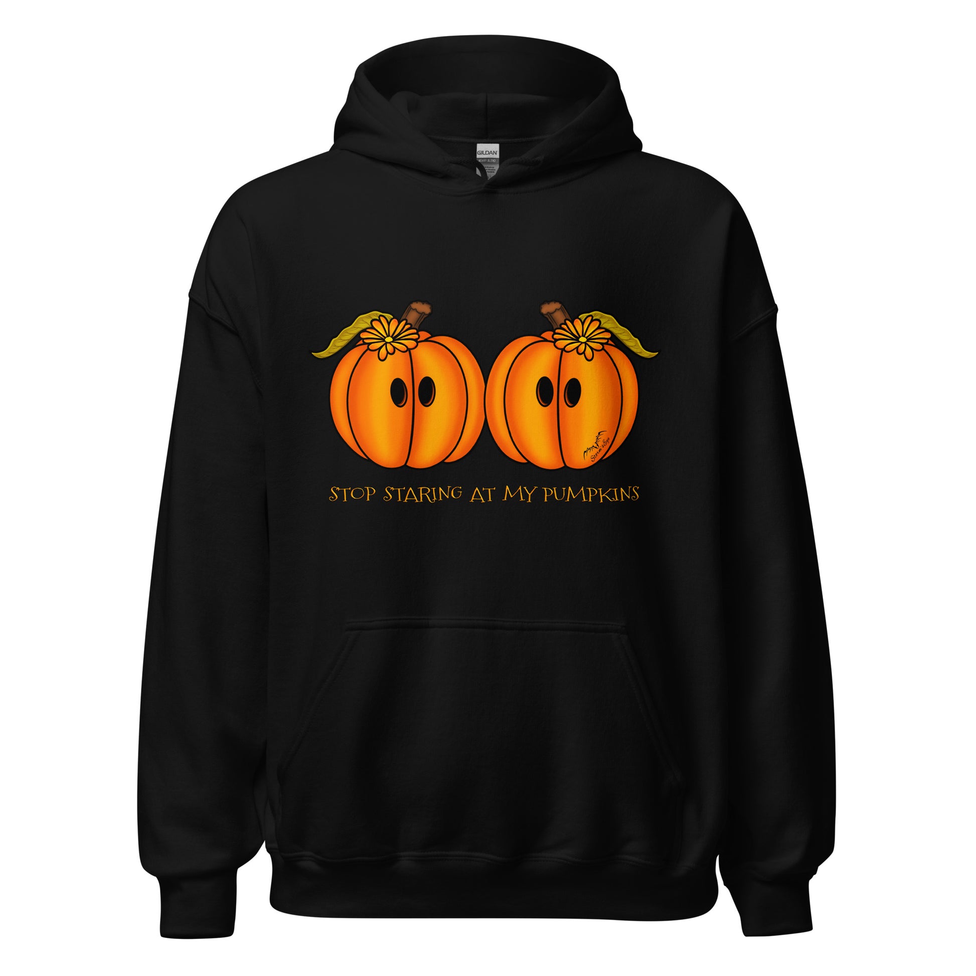 stormseye design staring pumpkins halloween hoodie flat view black