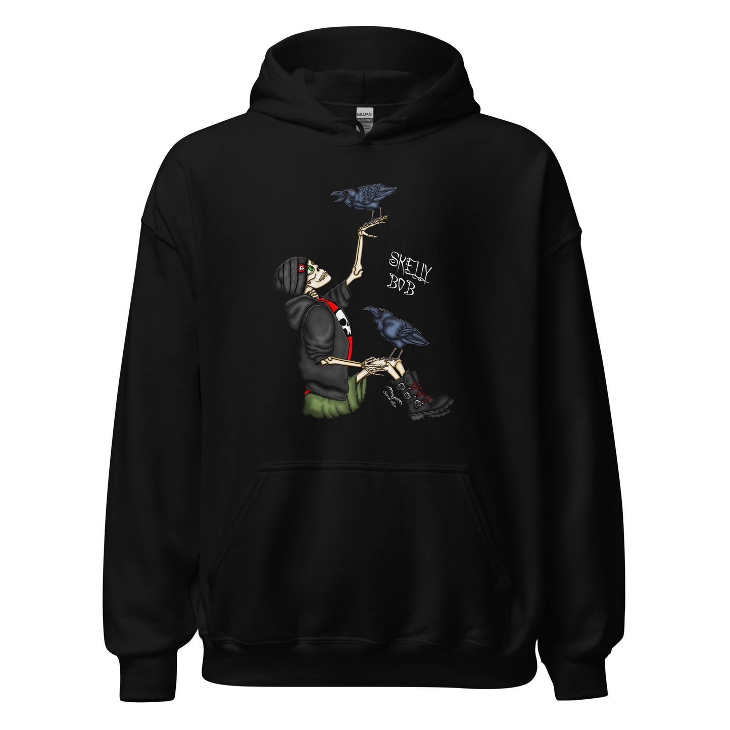 stormseye design rocker skeleton hoodie flat view black