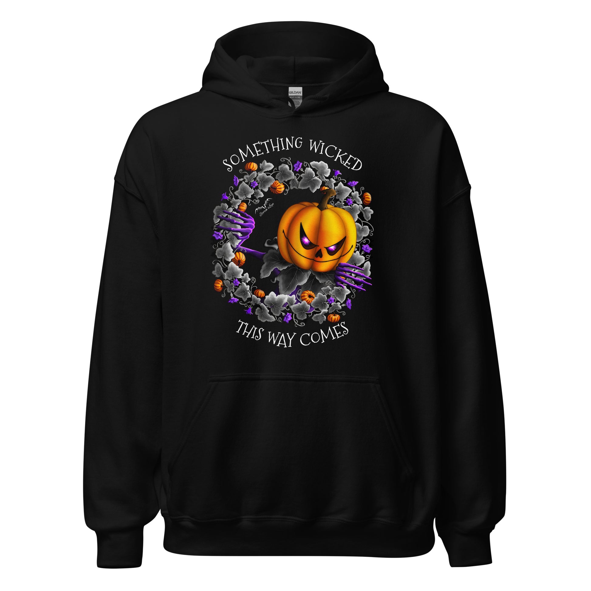 stormseye design pumpkin king halloween hoodie flat view black