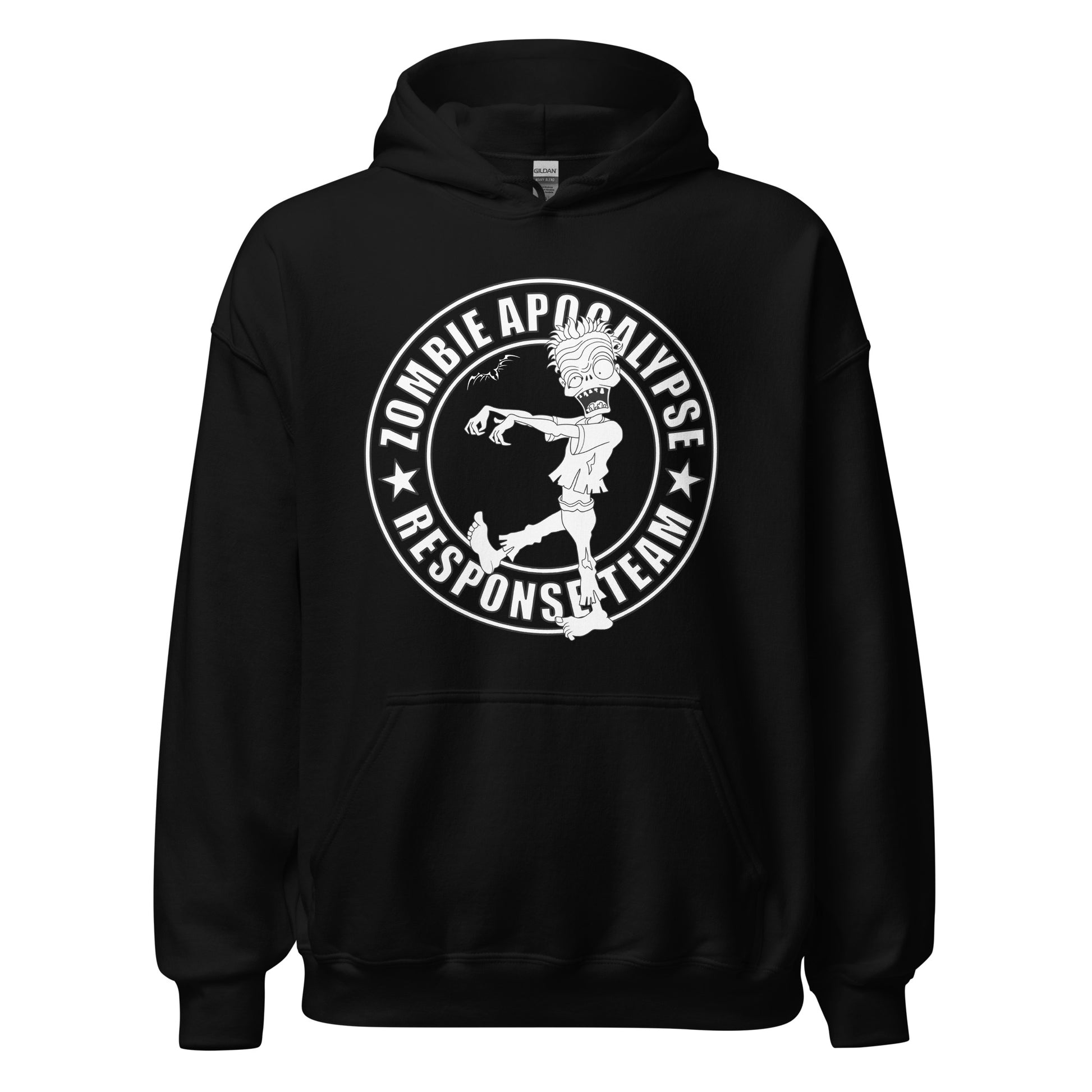 stormseye design zombie apocalypse colour hoodie, flat view black