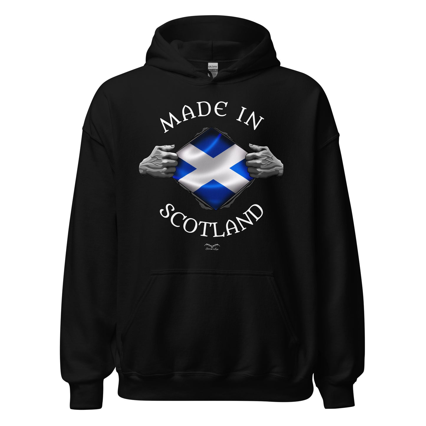 made in scotland hoodie by stormseye design, black