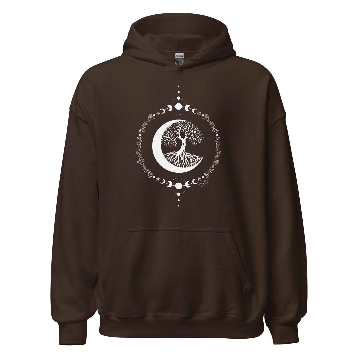 stormseye design witching hour tree of life hoodie flat view brown