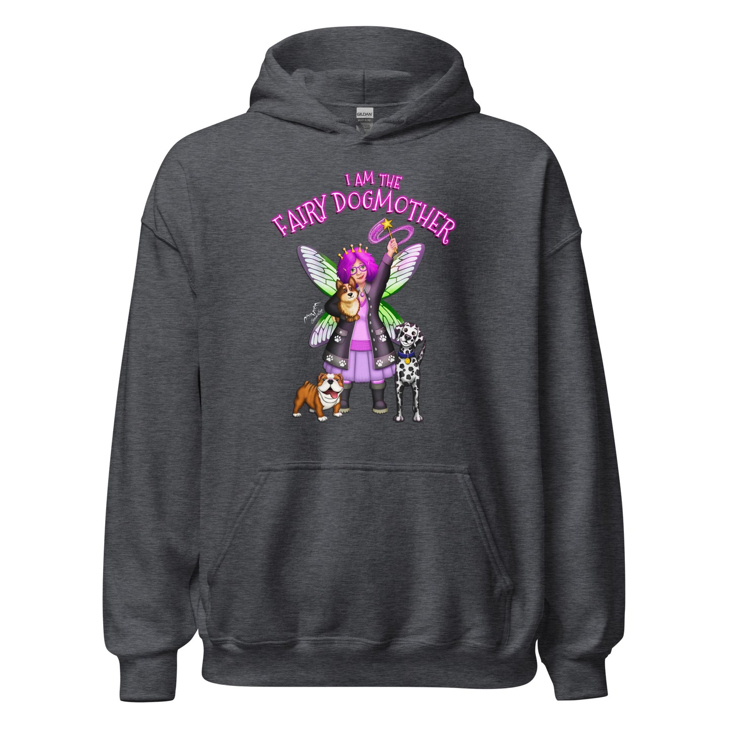 dog mother fairy hoodie grey by stormseye design