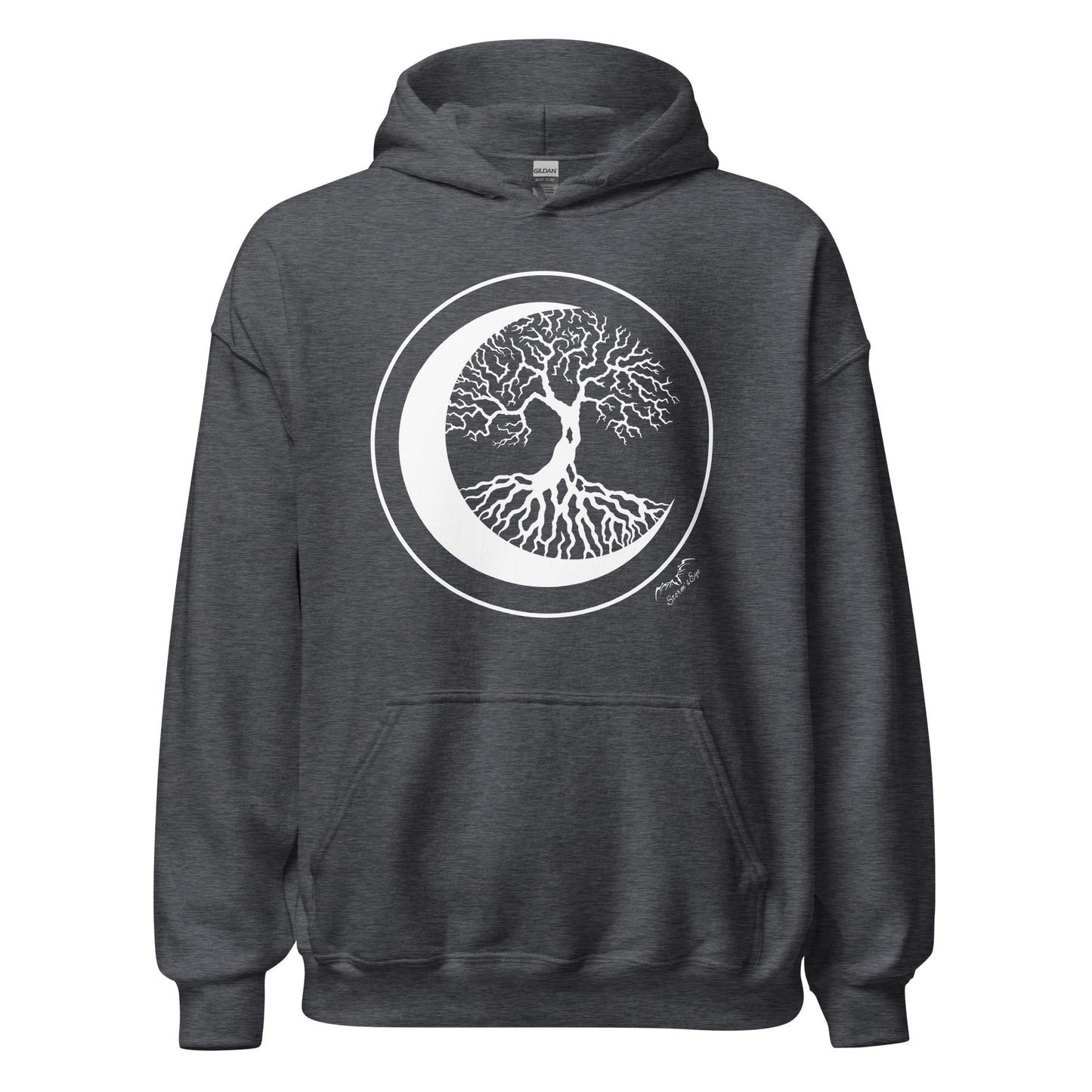 stormseye design witching hour 2 tree of life hoodie flat view dark heather