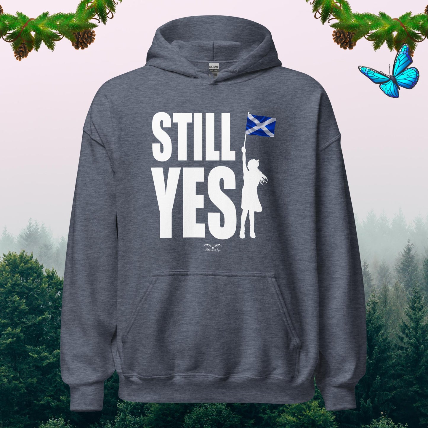 still yes scottish independence Hoodie, denim blue by Stormseye Design