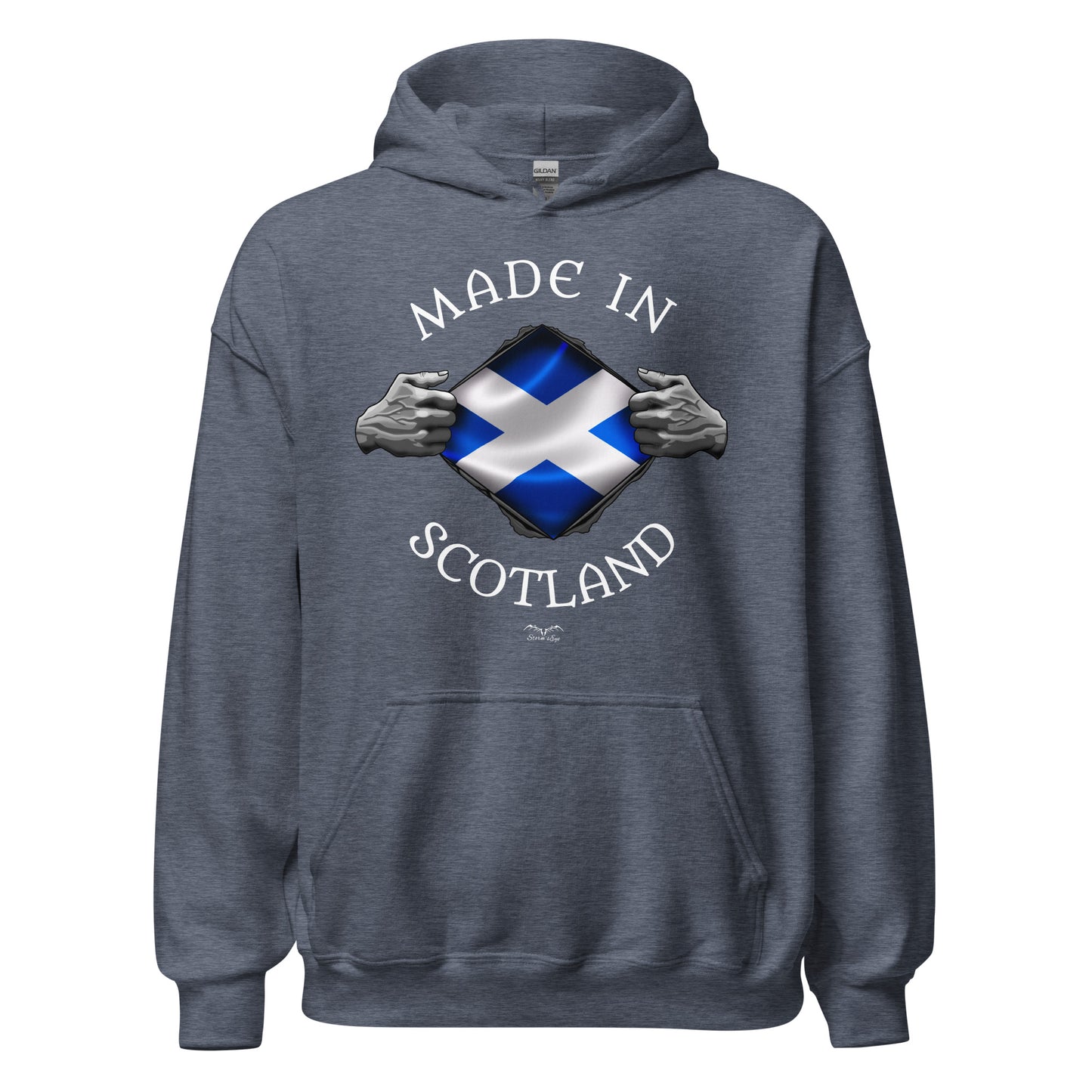 made in scotland hoodie by stormseye design, denim blue