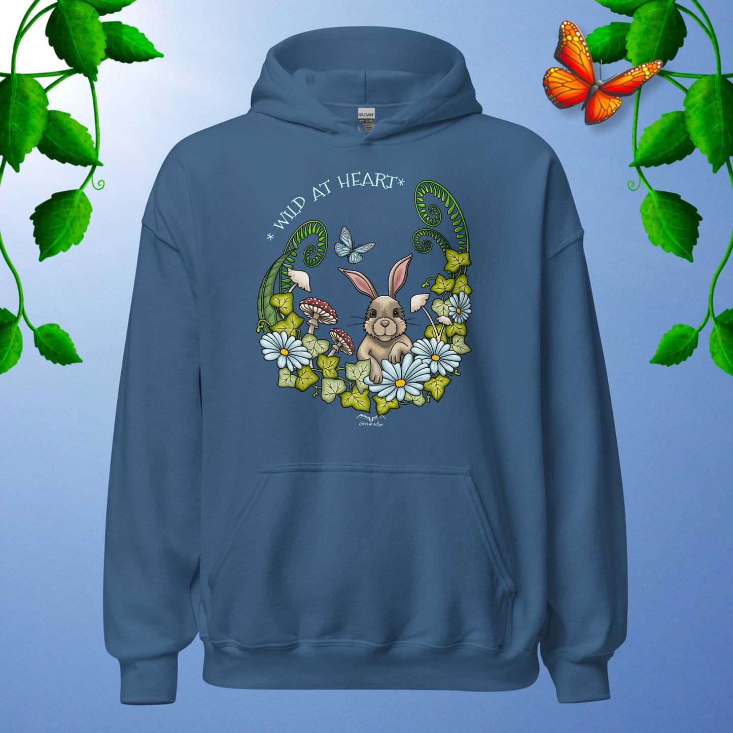 cute rabbit hoodie blue by stormseye design