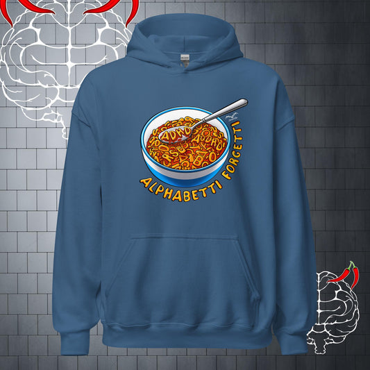 funny ADHD Spaghetti Hoodie, blue by Stormseye Design