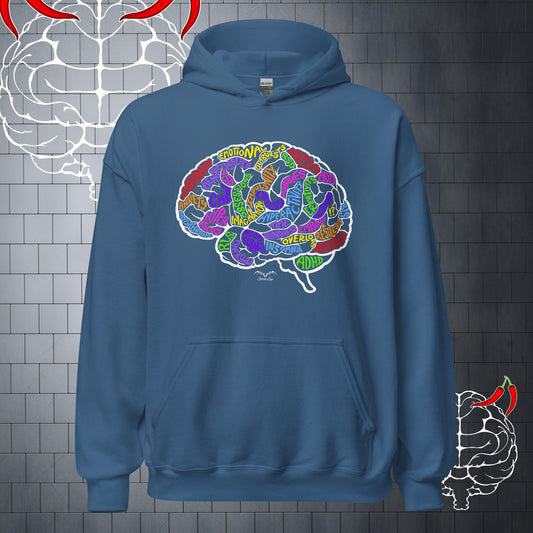 ADHD brain symptoms Hoodie, blue by Stormseye Design