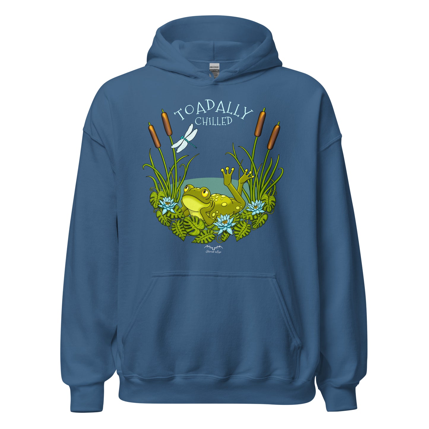 stormseye design toadally chilled hoodie flat view blue